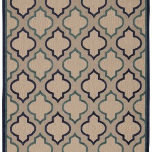 5?x 8?Navy Blue Trellis Indoor Outdoor Area Rug
