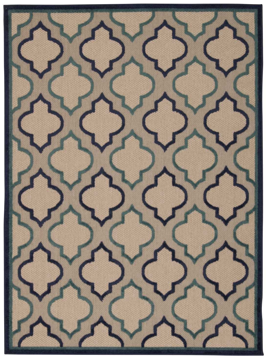 5?x 8?Navy Blue Trellis Indoor Outdoor Area Rug