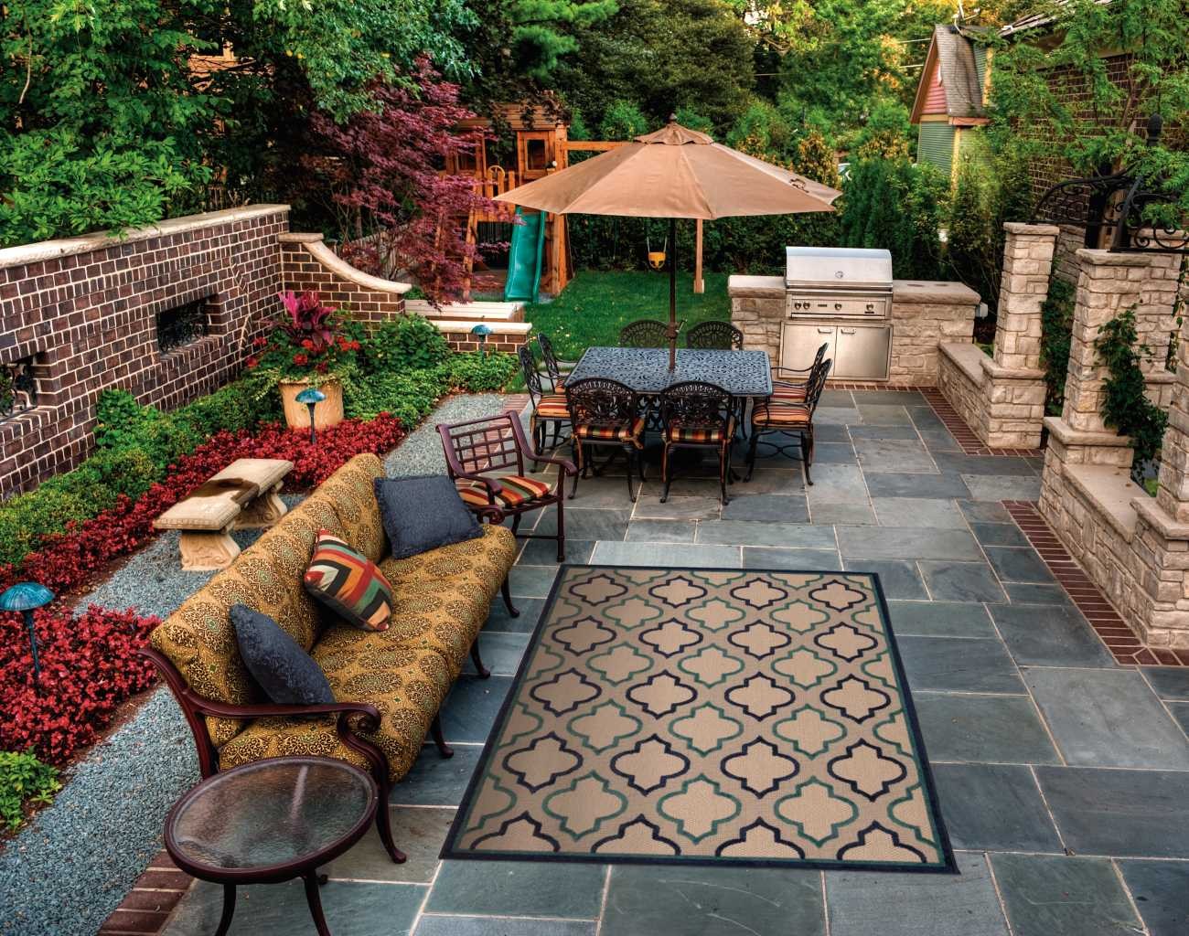 5?x 8?Navy Blue Trellis Indoor Outdoor Area Rug - Image 4