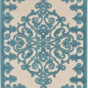 3?x 4?Aqua Medallion Indoor Outdoor Area Rug