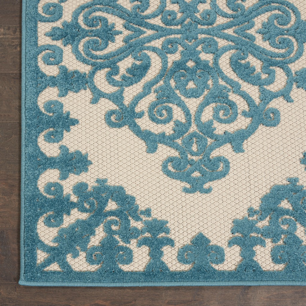 3?x 4?Aqua Medallion Indoor Outdoor Area Rug - Image 2