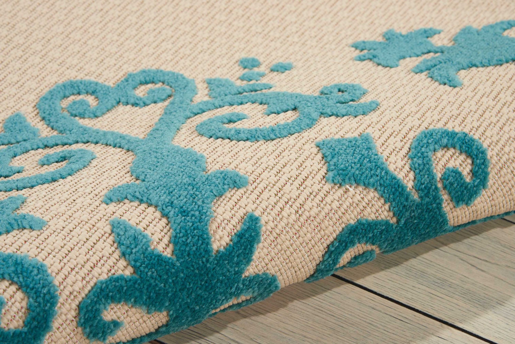 5?x 8?Aqua Medallion Indoor Outdoor Area Rug - Image 3