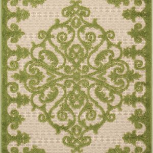 3?x 4?Green Medallion Indoor Outdoor Area Rug