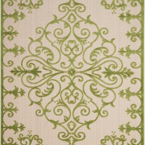 5?x 8?Green Medallion Indoor Outdoor Area Rug