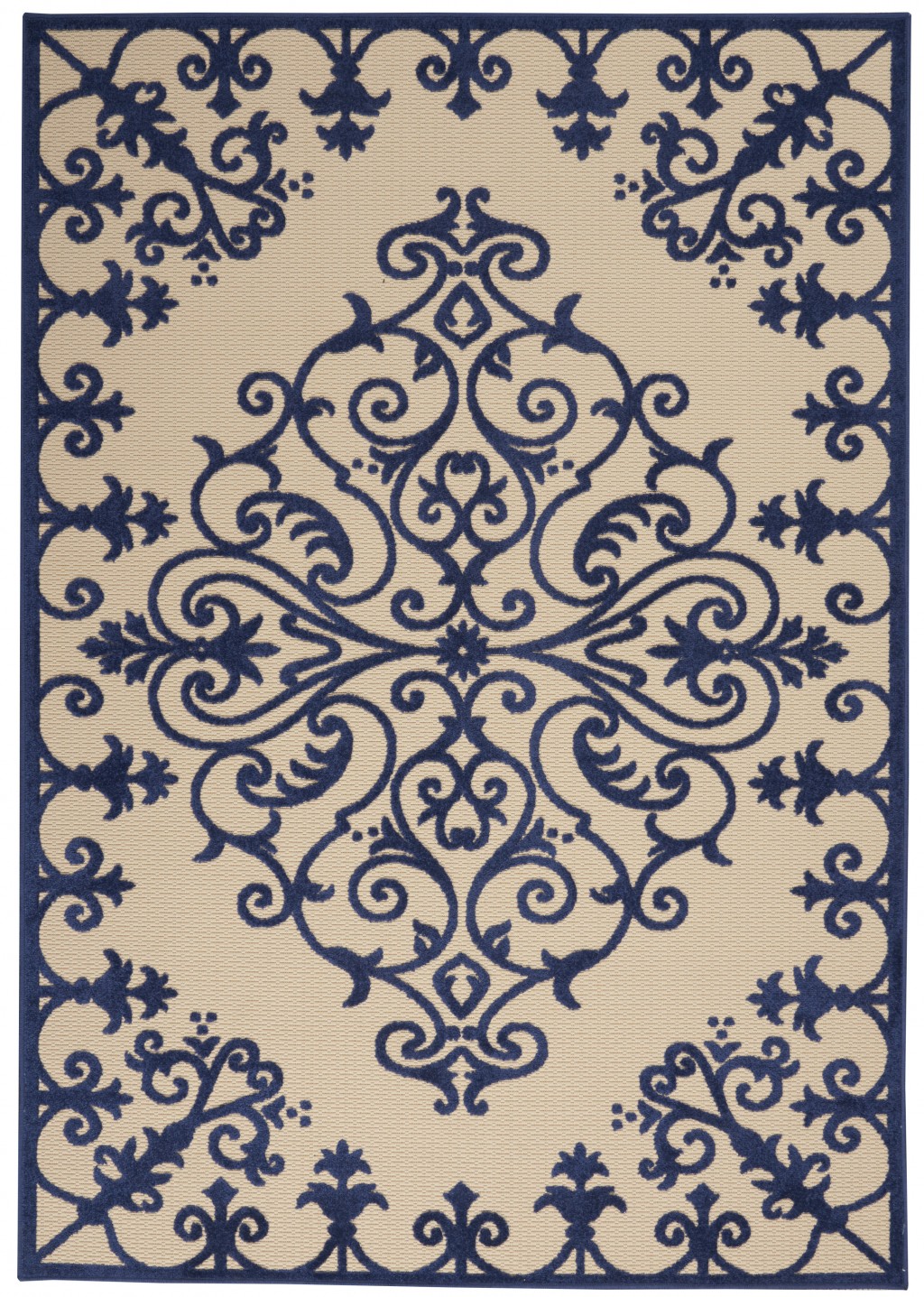 4?x 6?Navy Medallion Indoor Outdoor Area Rug
