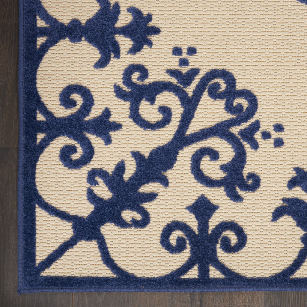 4?x 6?Navy Medallion Indoor Outdoor Area Rug - Image 2