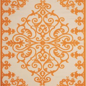 4?x 6?Orange Medallion Indoor Outdoor Area Rug