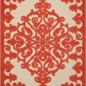 3?x 4?Red Medallion Indoor Outdoor Area Rug