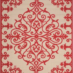 4?x 6?Red Medallion Indoor Outdoor Area Rug