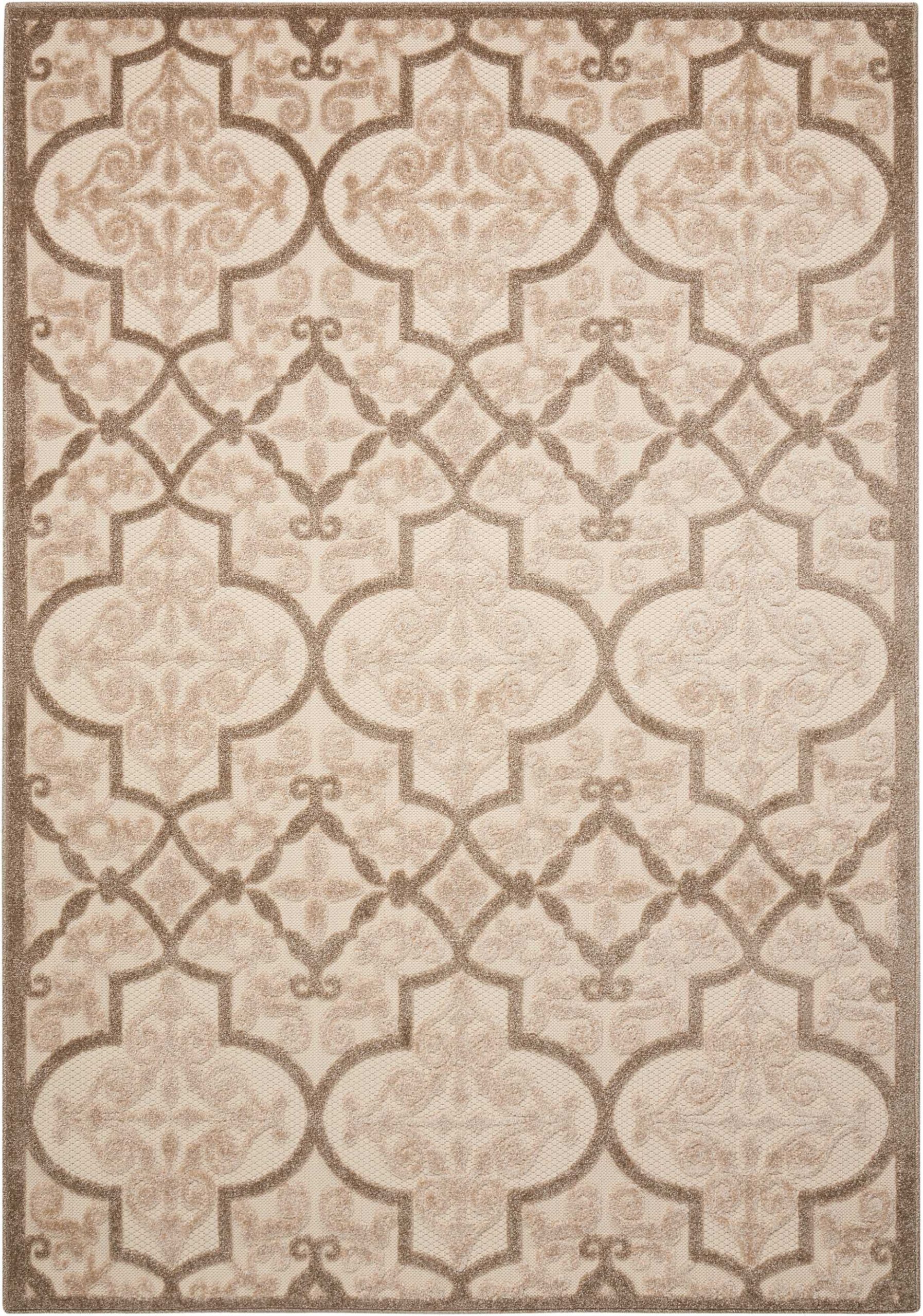 4?x 6?Cream and Beige Trellis Indoor Outdoor Area Rug