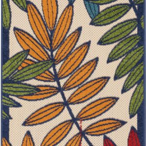 2抶 6?Multicolored Leaves Indoor Outdoor Runner Rug