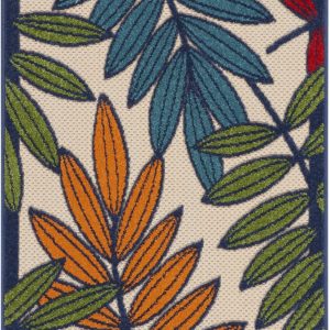2抶 10?Multicolored Leaves Indoor Outdoor Runner Rug