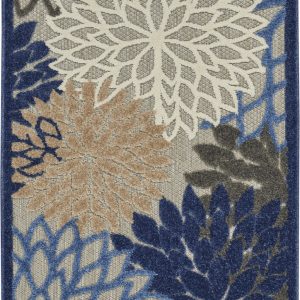 3?x 4?Blue Large Floral Indoor Outdoor Area Rug