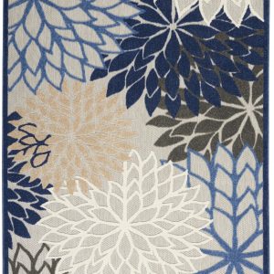 4?x 6?Blue Large Floral Indoor Outdoor Area Rug