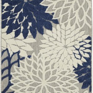 3?x 4?Ivory and Navy Indoor Outdoor Area Rug