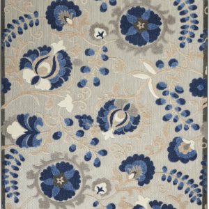 5?x 8?Natural and Blue Indoor Outdoor Area Rug