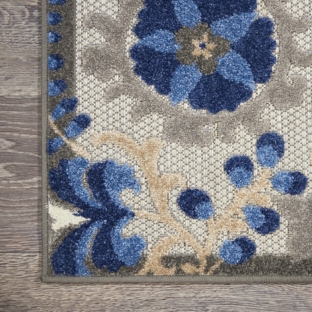 5?x 8?Natural and Blue Indoor Outdoor Area Rug - Image 2