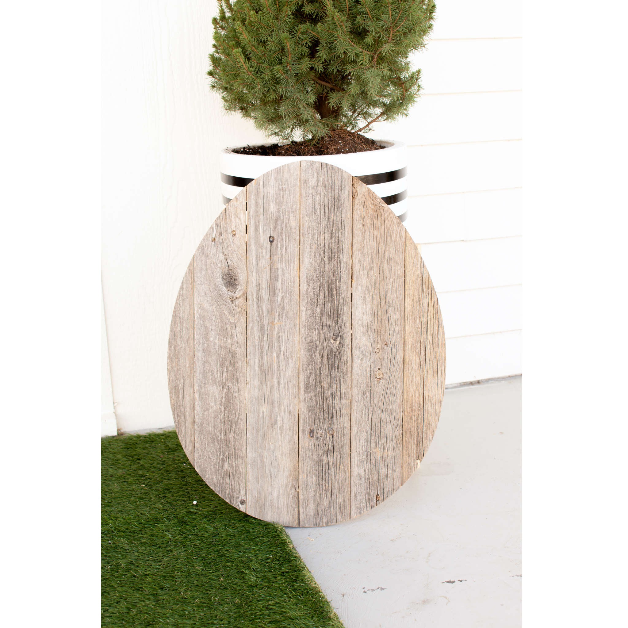 24" Rustic Farmhouse Gray Wood Large Egg - Image 2