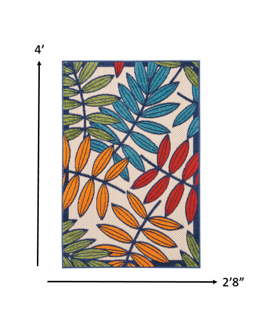 3抶 4?Multicolored Leaves Indoor Outdoor Area Rug - Image 5
