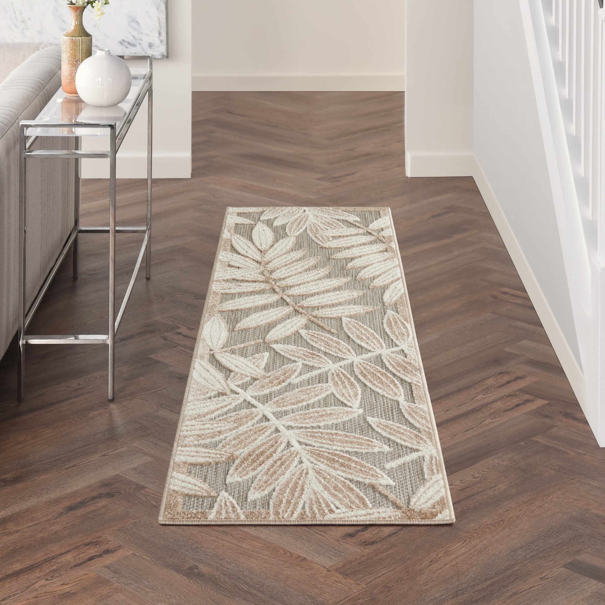 2?x 6?Natural Leaves Indoor Outdoor Runner Rug - Image 4
