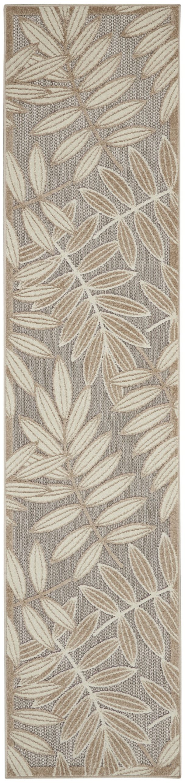 2?x 10?Natural Leaves Indoor Outdoor Runner Rug
