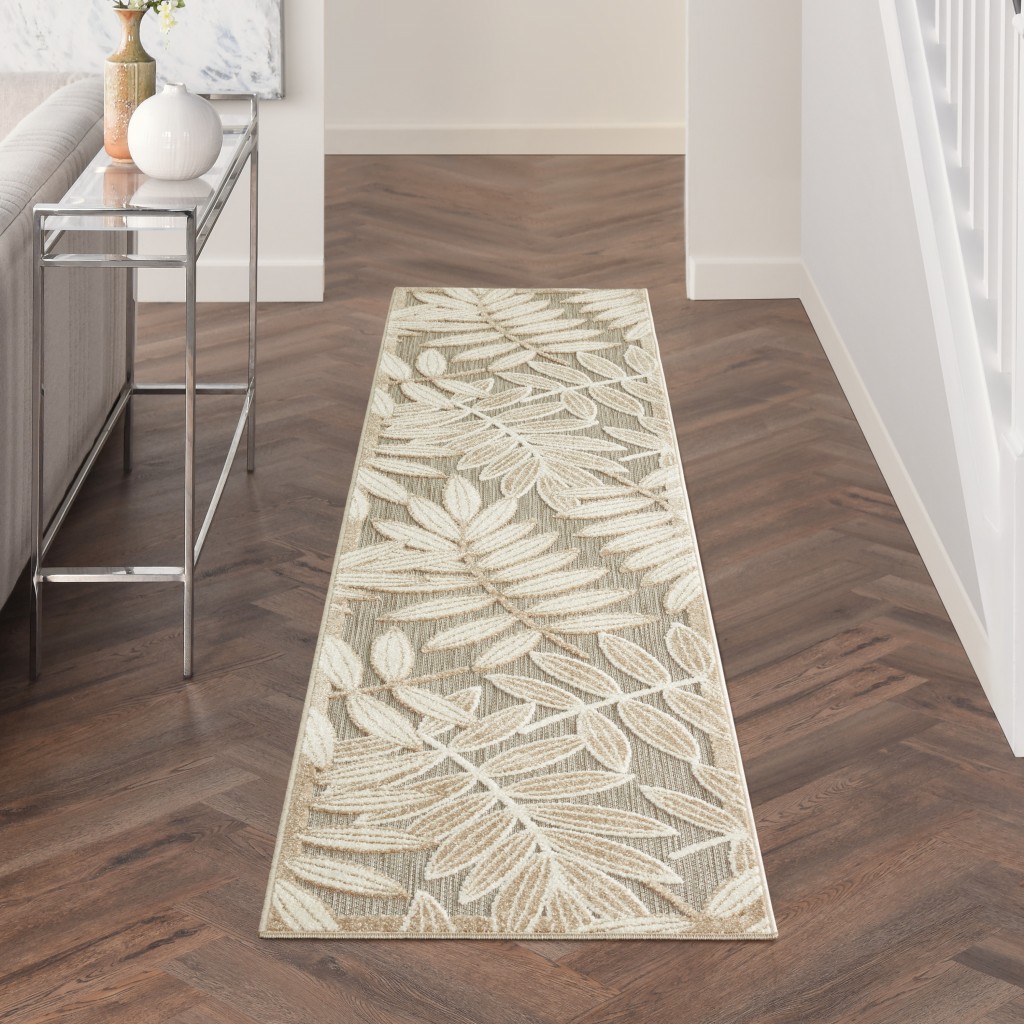 2?x 10?Natural Leaves Indoor Outdoor Runner Rug - Image 4