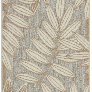 2?x 8?Natural Leaves Indoor Outdoor Runner Rug