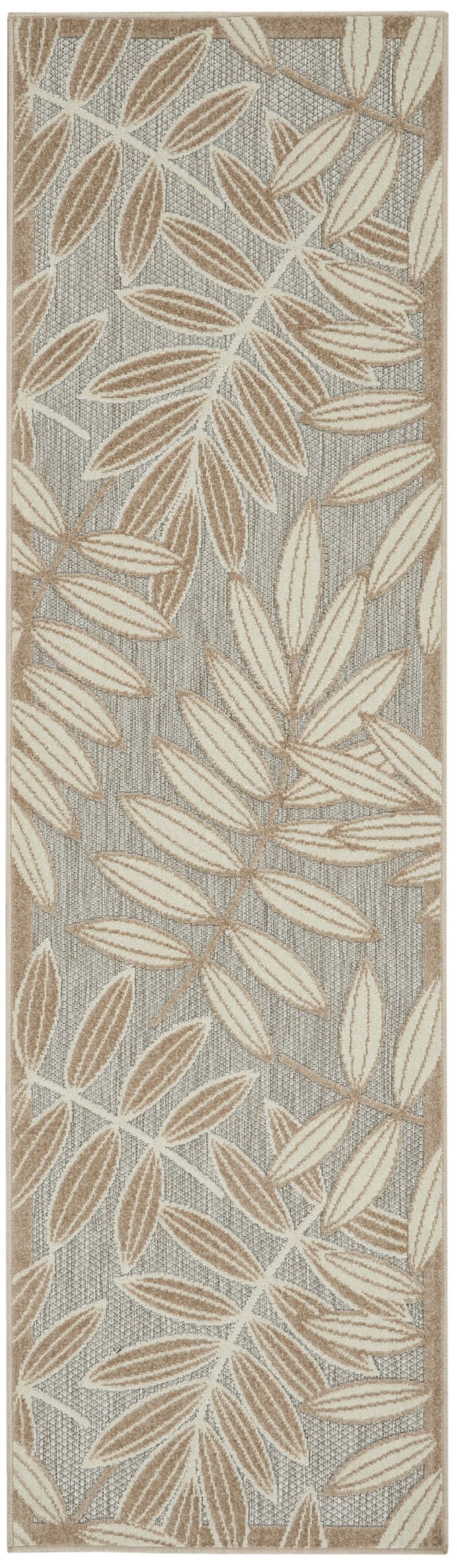 2?x 8?Natural Leaves Indoor Outdoor Runner Rug