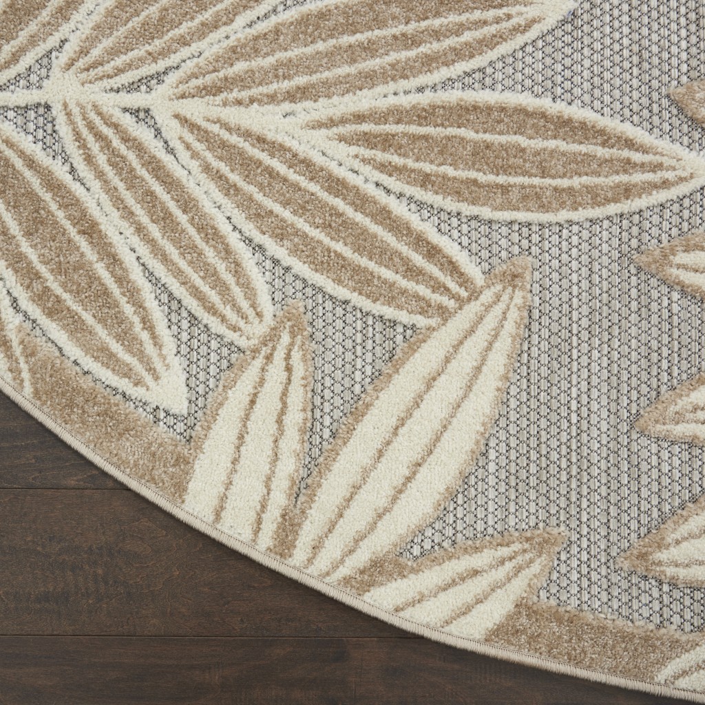 4?Round Natural Leaves Indoor Outdoor Area Rug - Image 2
