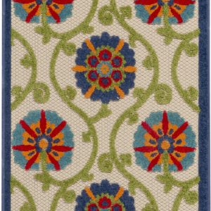 2?x 12?Blue Vines Indoor Outdoor Runner Rug