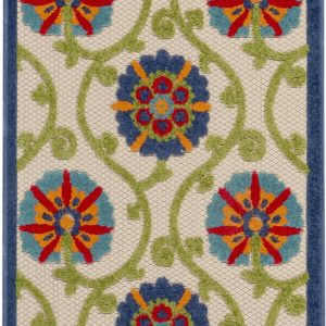 2?x 6?Blue Vines Indoor Outdoor Runner Rug