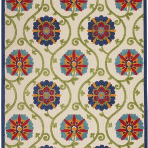 5?x 8?Blue Vines Indoor Outdoor Area Rug