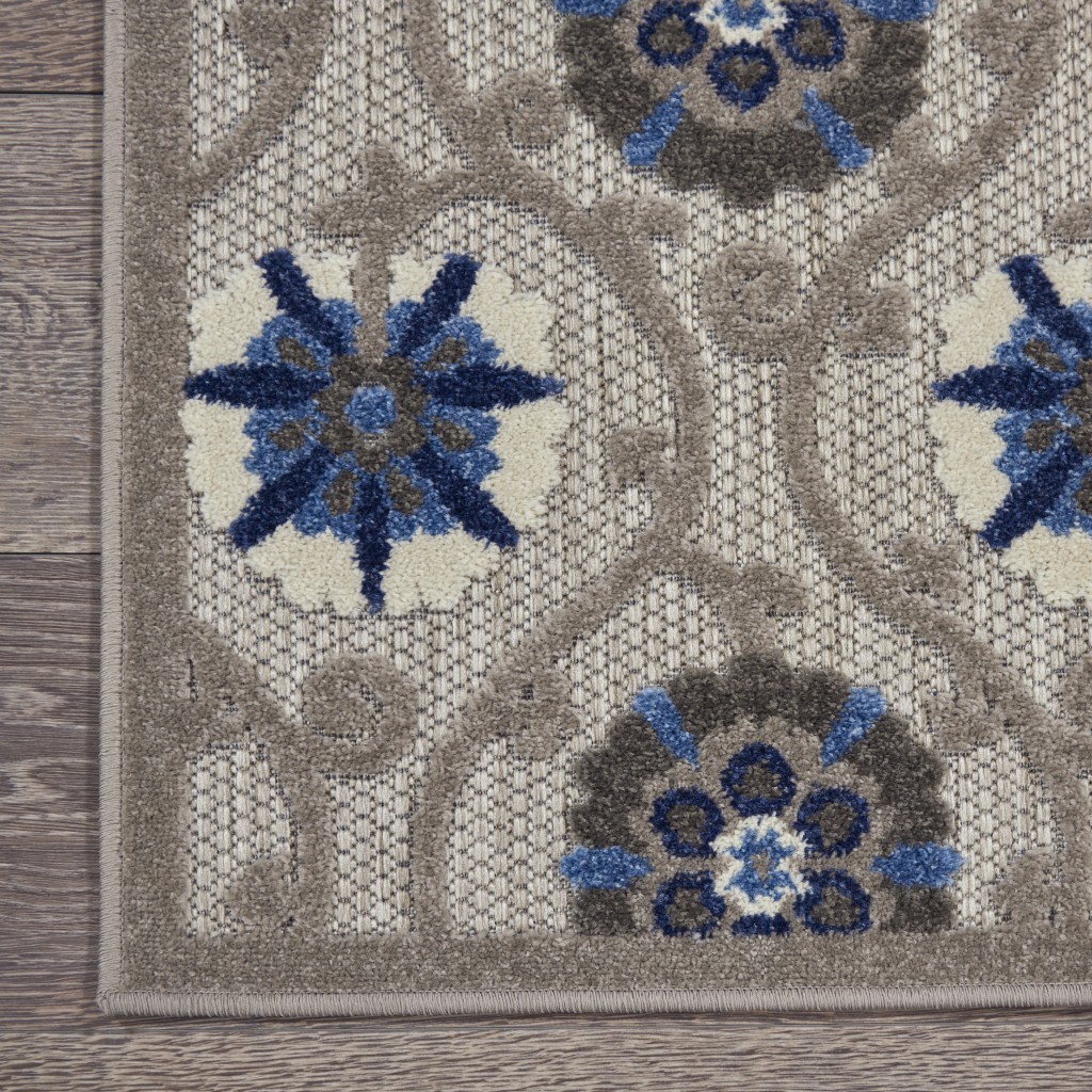 2?x 8?Gray and Blue Indoor Outdoor Runner Rug - Image 2