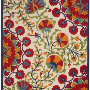 5?x 8' Red and Multicolor Indoor Outdoor Area Rug