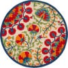 5?Round Red and Multicolor Indoor Outdoor Area Rug