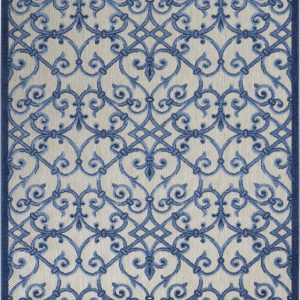 4?x 6?Gray and Blue Indoor Outdoor Area Rug