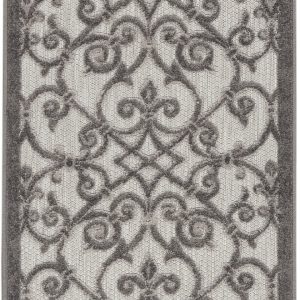2?x 10?Gray and Charcoal Indoor Outdoor Runner Rug