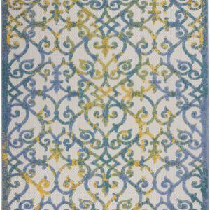 4?x 6?Ivory and Blue Indoor Outdoor Area Rug