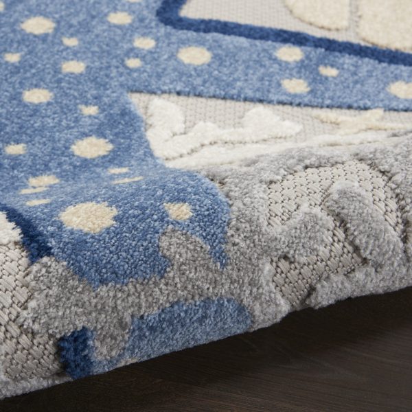 5?x 8' Blue and Gray Indoor Outdoor Area Rug - Image 3