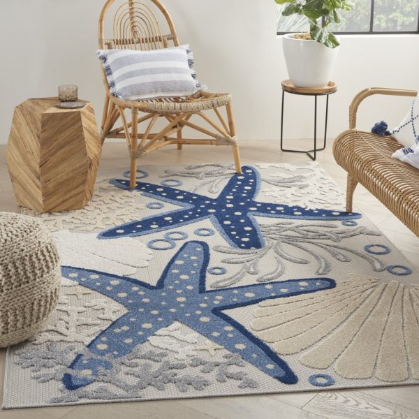 5?x 8' Blue and Gray Indoor Outdoor Area Rug - Image 4