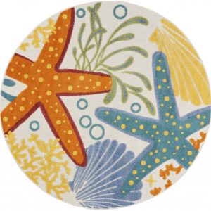 4?Round Multicolor Indoor Outdoor Area Rug