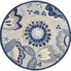 4?Round Blue and Gray Indoor Outdoor Area Rug