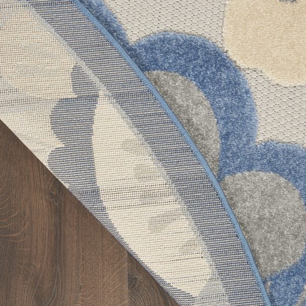4?Round Blue and Gray Indoor Outdoor Area Rug - Image 3