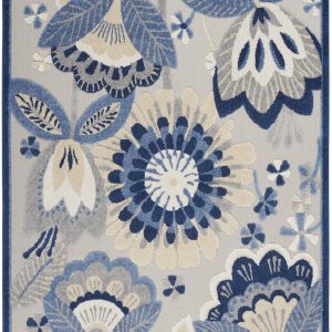 5?x 7' Blue and Gray Indoor Outdoor Area Rug