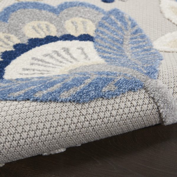 5?x 7' Blue and Gray Indoor Outdoor Area Rug - Image 2
