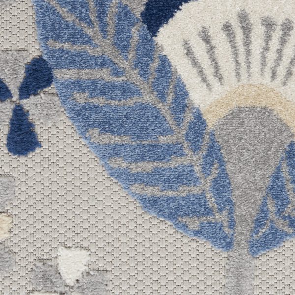 5?x 7' Blue and Gray Indoor Outdoor Area Rug - Image 5