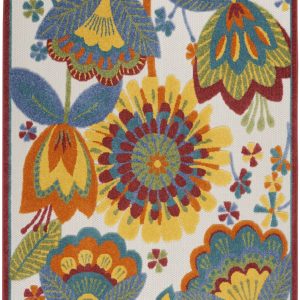 5?x 8' Yellow and Ivory Indoor Outdoor Area Rug