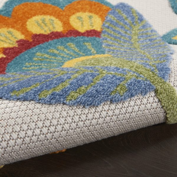 5?x 8' Yellow and Ivory Indoor Outdoor Area Rug - Image 3