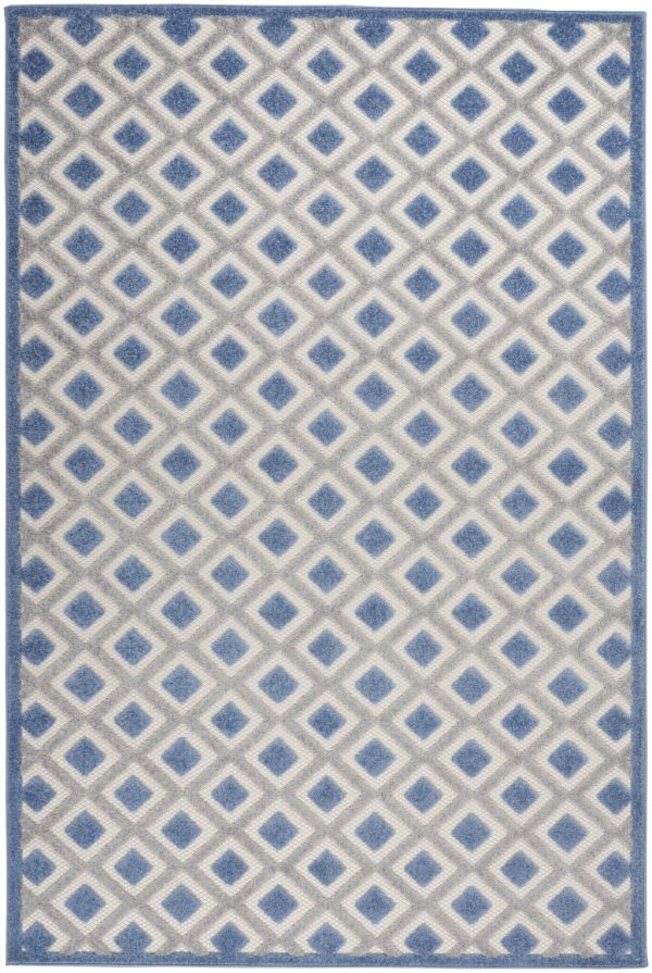 5?x 8?Blue and Gray Indoor Outdoor Area Rug