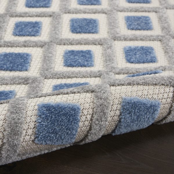 5?x 8?Blue and Gray Indoor Outdoor Area Rug - Image 3
